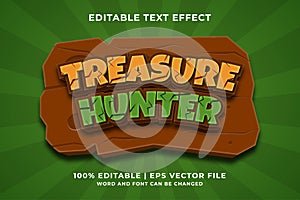 Editable text effect - Treasure Hunter 3d template style premium vector