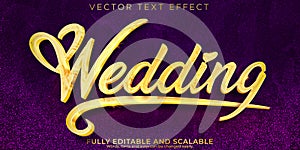 Editable text effect wedding, 3d luxury and marriage font style