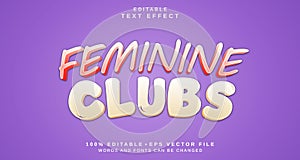 Editable text style effect - Feminine Clubs text style theme