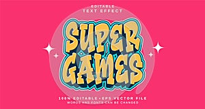Editable text style effect - Super Games text style theme