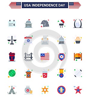 Editable Vector Flat Pack of USA Day 25 Simple Flats of gate; arch; irish; grill; barbecue
