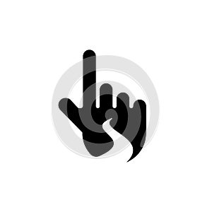 Simple negative space path and pointing finger vector icon