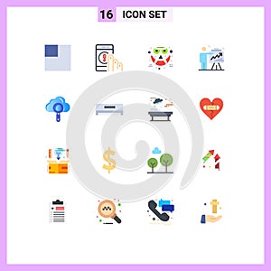 Editable Vector Line Pack of 16 Simple Flat Colors of computing, graph, face, efforts, business