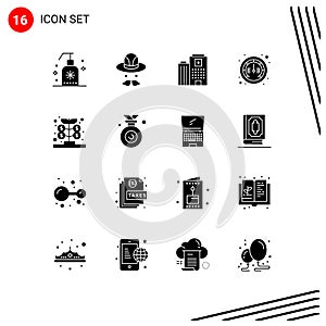 Editable Vector Line Pack of 16 Simple Solid Glyphs of investment, fund, madical, speed, internet