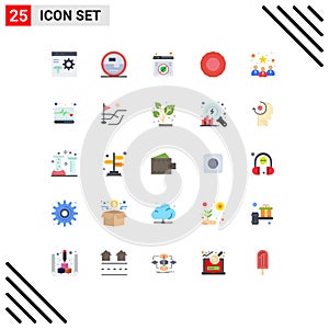 Editable Vector Line Pack of 25 Simple Flat Colors of candidates, bonus, measuring, action, web