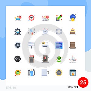 Editable Vector Line Pack of 25 Simple Flat Colors of gear, screenwriting, business, screenplay, success