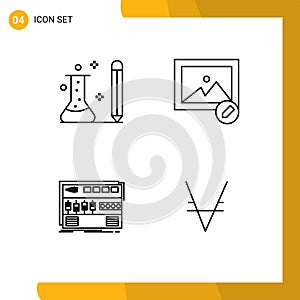 Editable Vector Line Pack of 4 Simple Filledline Flat Colors of education, mastering, learning, image, rackmount