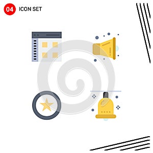 Editable Vector Line Pack of 4 Simple Flat Icons of app, coin, user, multimedia, bell