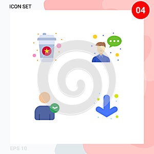Editable Vector Line Pack of 4 Simple Flat Icons of hot, user, drink, entrepreneur, basic