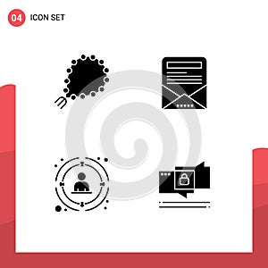 Editable Vector Line Pack of 4 Simple Solid Glyphs of misbaha, management, islam, email newsletter, people