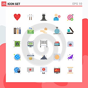 25 Universal Flat Colors Set for Web and Mobile Applications target, miss, chess, fail, up