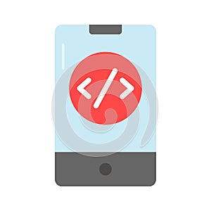 Editable vector of mobile app development, mobile app coding icon