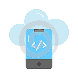 Editable vector of mobile app development, mobile app coding icon