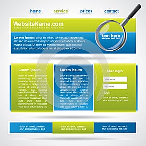 Editable website template, blue and green colors
