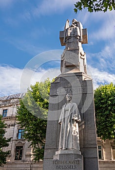 Edith Cavell statue off Trafalgar Square, London, UK