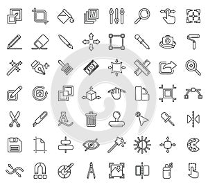 Editing tools icons set outline vector. Video create