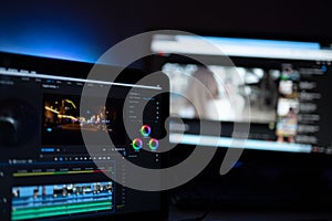 Editor display video editing color grading to upload content on social media or worldwide