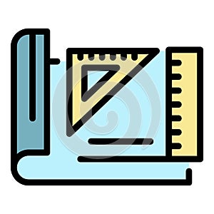 Editor ruler icon color outline vector