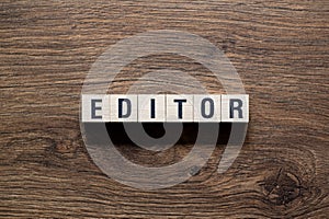 Editor - word concept on building blocks, text