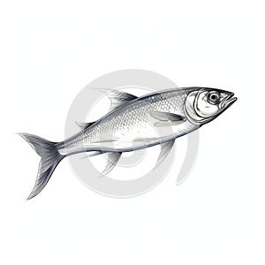 Editorial Illustrations Of Indian Sardine: White And Silver Artwork By Jess Meneses Del Barco