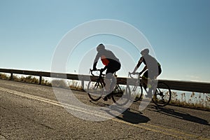 EDITORIAL: IOANNINNA,GREECE, 5 NOVEMBER 2017 , LIGIADES BIKE RACE, ioannina city bike race in the morning uphil