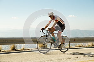 Ioannina city bike race in the morning uphill road