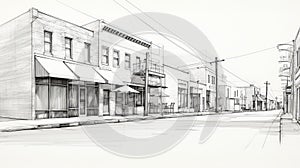 Editorial Pencil Sketch Of Distressed Strip Mall In Cosi Columbus