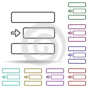 Editorial, right alignment multi color icon. Simple thin line, outline vector of editorial design icons for ui and ux, website or