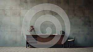 Editorial Style Photograph Of Bureau In Simple Brutalist Environment