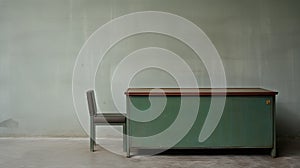 Editorial Style Photograph Of Bureau In Simple Brutalist Environment