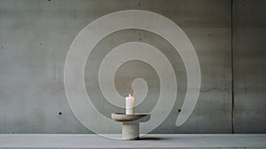 Editorial Style Photograph Of Candle Holder In Simple Brutalist Environment