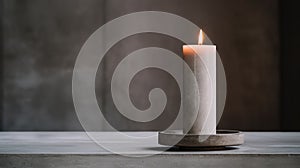 Editorial Style Photograph Of Candle Holder In Simple Brutalist Environment