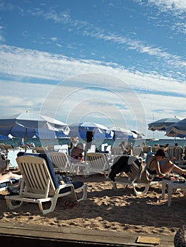 Editorial sunbather Cannes France