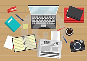 Editorial workspace design. Vector illustration decorative design