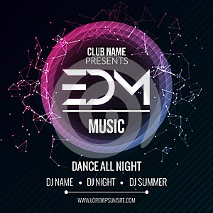 EDM Club Music Party Template, Dance Party Flyer, brochure. Night Party Club sound Banner Poster. photo