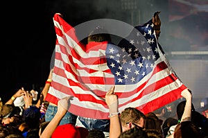EDM Concert Attendee Raises American Flag