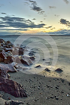 Edmonds beach at sunset on Puget Sound, Edmonds, Washington