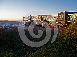 Edmonds, WA Ferry Loading Dock at sunset photo