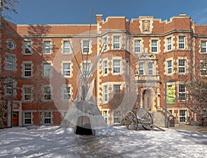 University of Alberta with a native Tipi during winter