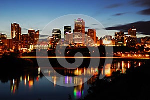 Edmonton downtown night scene