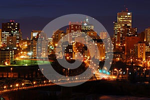 Edmonton downtown night scene
