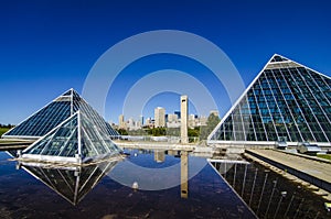 Edmonton Skyline Behind the Pyramids