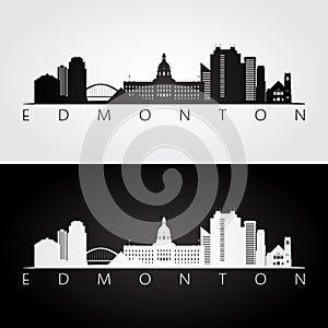 Edmonton skyline and landmarks silhouette