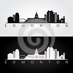 Edmonton skyline and landmarks silhouette photo