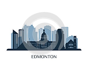 Edmonton skyline, monochrome silhouette. photo