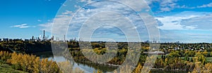 Edmonton skyline showing refineries and rivervalleys