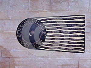 Edmund Halley memorial plaque, Westimster Abbey losters, London, UK.