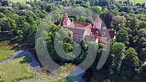 Edole Castle in Latvia, Courland Kurzeme, Western Latvia. History, Architecture, Travel Destinations, National Landmark. Aerial