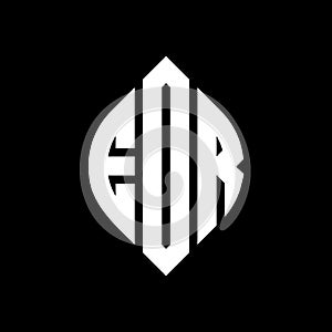 EDR circle letter logo design with circle and ellipse shape. EDR ellipse letters with typographic style. The three initials form a