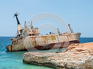 Edro III Shipwreck off the coast of Cyprus on a hot and sunny summer afternoon